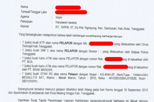 Surat Kehilangan dari Kepolisian